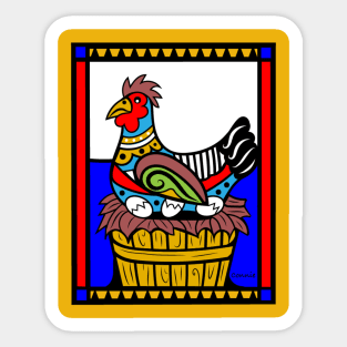 Hen on Cracked Eggs Sticker